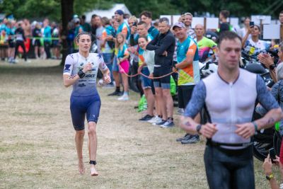 Transition Area 1 at the DATEV Challenge Roth with triathletes