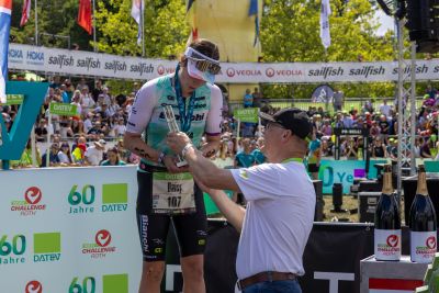 Athletes at the finish line of the 2026 DATEV Challenge Roth