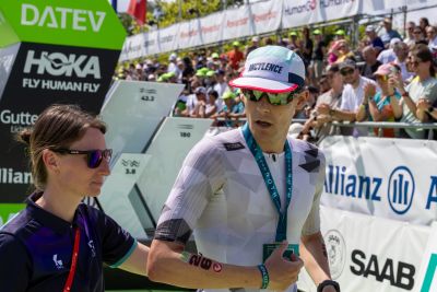Athletes at the finish line of the 2026 DATEV Challenge Roth
