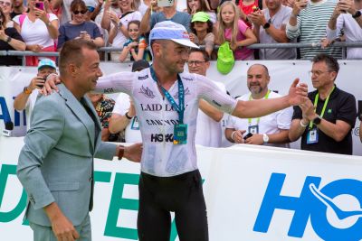 Athletes at the finish line of the 2026 DATEV Challenge Roth