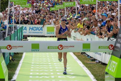 Athletes at the finish line of the 2026 DATEV Challenge Roth