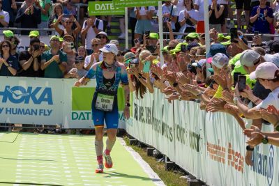 Athletes at the finish line of the 2026 DATEV Challenge Roth