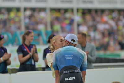 Athletes at the finish line of the 2026 DATEV Challenge Roth
