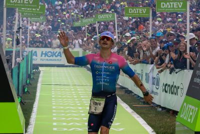 Athletes at the finish line of the 2026 DATEV Challenge Roth