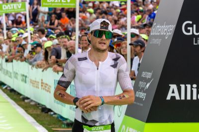 Athletes at the finish line of the 2026 DATEV Challenge Roth