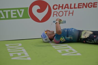 Athletes at the finish line of the 2026 DATEV Challenge Roth