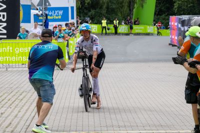 Transition Area 2 at the DATEV Challenge Roth with triathletes