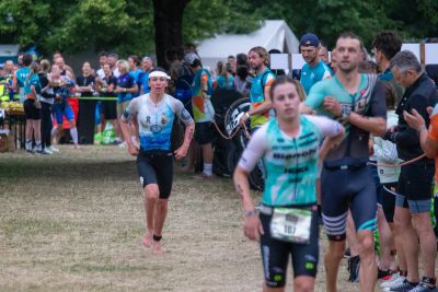 Transition Area 1 at the DATEV Challenge Roth with triathletes