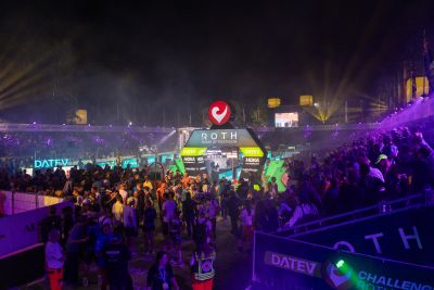 Athletes celebrate the 2026 DATEV Challenge Roth at the stadium