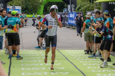 Transition Area 2 at the DATEV Challenge Roth with triathletes