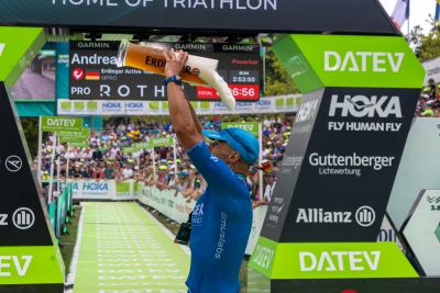 Athletes at the finish line of the 2026 DATEV Challenge Roth