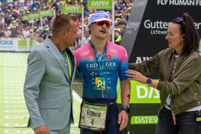 Athletes at the finish line of the 2026 DATEV Challenge Roth