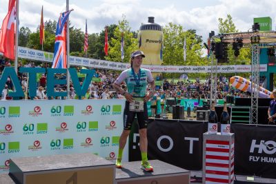 Athletes at the finish line of the 2026 DATEV Challenge Roth