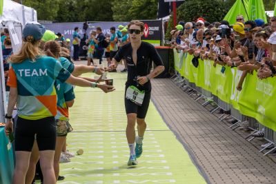Transition Area 2 at the DATEV Challenge Roth with triathletes