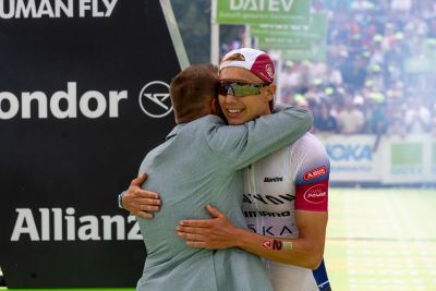Athletes at the finish line of the 2026 DATEV Challenge Roth