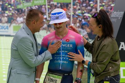 Athletes at the finish line of the 2026 DATEV Challenge Roth