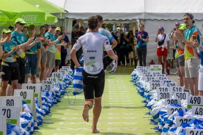 Transition Area 2 at the DATEV Challenge Roth with triathletes