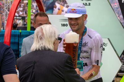 Athletes at the finish line of the 2026 DATEV Challenge Roth