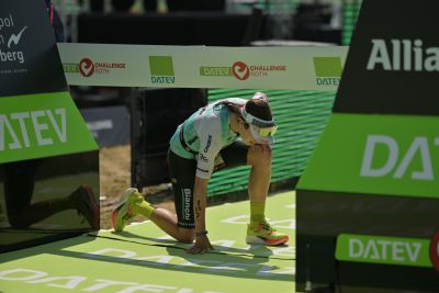 Athletes at the finish line of the 2026 DATEV Challenge Roth