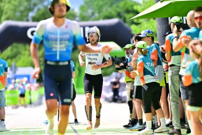 Transition Area 2 at the DATEV Challenge Roth with triathletes