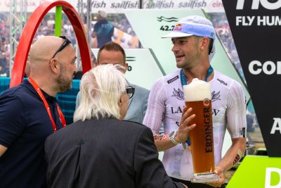 Athletes at the finish line of the 2026 DATEV Challenge Roth