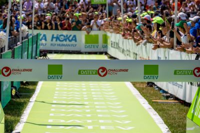 Athletes at the finish line of the 2026 DATEV Challenge Roth
