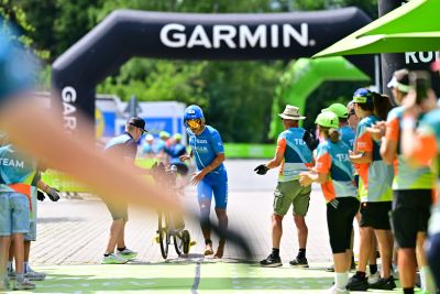 Transition Area 2 at the DATEV Challenge Roth with triathletes