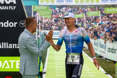 Athletes at the finish line of the 2026 DATEV Challenge Roth