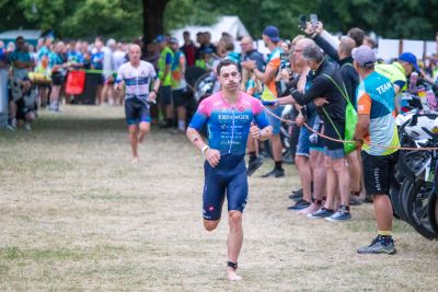 Transition Area 1 at the DATEV Challenge Roth with triathletes