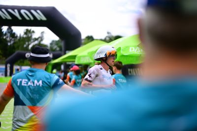 Transition Area 2 at the DATEV Challenge Roth with triathletes