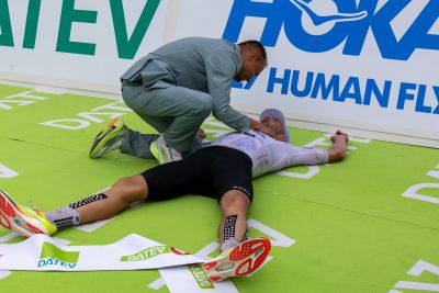 Athletes at the finish line of the 2026 DATEV Challenge Roth