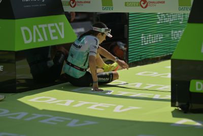 Athletes at the finish line of the 2026 DATEV Challenge Roth
