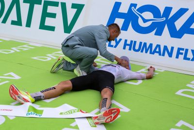Athletes at the finish line of the 2026 DATEV Challenge Roth