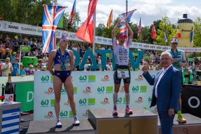 Athletes at the finish line of the 2026 DATEV Challenge Roth