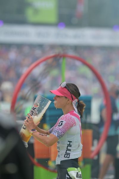 Athletes at the finish line of the 2026 DATEV Challenge Roth