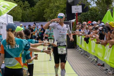 Transition Area 2 at the DATEV Challenge Roth with triathletes