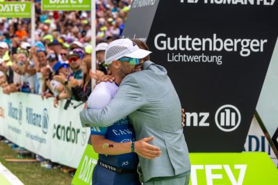 Athletes at the finish line of the 2026 DATEV Challenge Roth