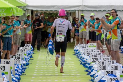 Transition Area 2 at the DATEV Challenge Roth with triathletes