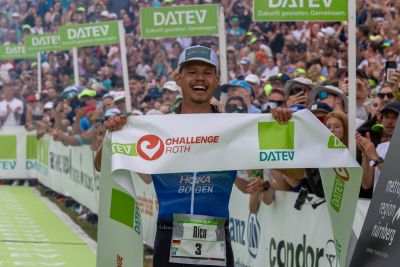 Athletes at the finish line of the 2026 DATEV Challenge Roth