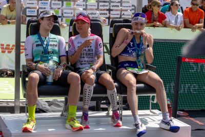 Athletes at the finish line of the 2026 DATEV Challenge Roth