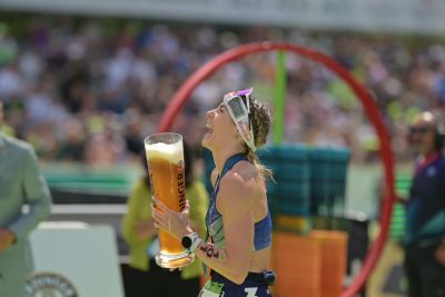 Athletes at the finish line of the 2026 DATEV Challenge Roth