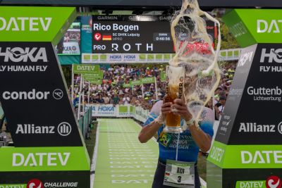 Athletes at the finish line of the 2026 DATEV Challenge Roth
