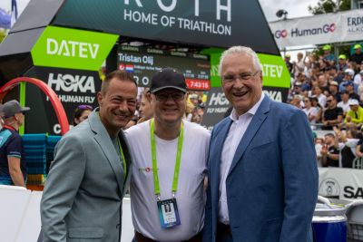 Athletes at the finish line of the 2026 DATEV Challenge Roth