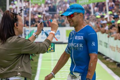 Athletes at the finish line of the 2026 DATEV Challenge Roth