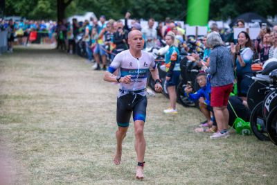 Transition Area 1 at the DATEV Challenge Roth with triathletes