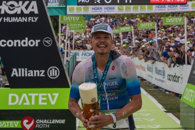 Athletes at the finish line of the 2026 DATEV Challenge Roth