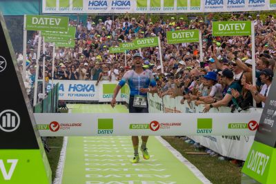 Athletes at the finish line of the 2026 DATEV Challenge Roth