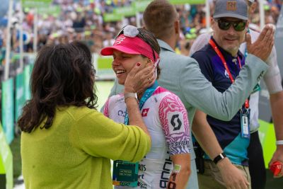 Athletes at the finish line of the 2026 DATEV Challenge Roth
