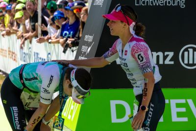 Athletes at the finish line of the 2026 DATEV Challenge Roth