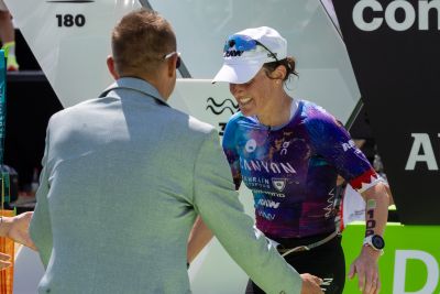 Athletes at the finish line of the 2026 DATEV Challenge Roth